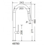 Kitchen tap Deck-mounted material: Brass With Pull-Out Spray 1 jet, color: Chrome/Black surface: Matt Deck-mounted