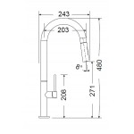 Μπαταρία κουζίνας επικαθήμενη από ορείχαλκο με ντους silverstone, χρώμα: Χρωμέ/Γκρι επιφάνεια: Ματ Επικαθήμενες