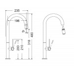 Kitchen tap Deck-mounted material: Brass brushed gold, color: Black/Gold surface: Matt Deck-mounted