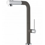 Kitchen tap Deck-mounted material: Brass with shower asphalt, color: Grey surface: Matt Deck-mounted