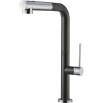 Μπαταρία κουζίνας επικαθήμενη από ορείχαλκο με ντους Nero, χρώμα: Χρωμέ/Μαύρο επιφάνεια: Ματ Επικαθήμενες