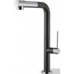 Μπαταρία κουζίνας επικαθήμενη από ορείχαλκο με ντους puro, χρώμα: Χρωμέ/Μαύρο επιφάνεια: Ματ Επικαθήμενες