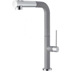 Kitchen tap Deck-mounted material: Brass with shower, color: Chrome/Grey surface: Matt