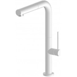 Μπαταρία κουζίνας επικαθήμενη από ορείχαλκο με ντους, χρώμα: Λευκό επιφάνεια: Ματ Επικαθήμενες