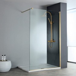 Shower enclosure Linear 80x200 8mm fixed surface: Brushed, color: Gold