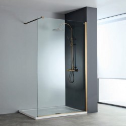 Shower enclosure Linear 90x200 8mm fixed surface: Brushed, color: Bronze Linear
