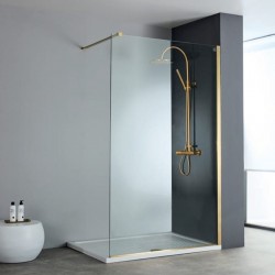 Shower enclosure Linear 90x200 8mm fixed surface: Brushed, color: Gold Linear