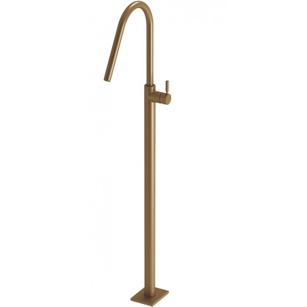 Μπαταρία νιπτήρος επιδαπέδια κομπλέ 124,5cm brushed bronze από ορείχαλκο, χρώμα: Μπρονζέ επιφάνεια: Βουρτσισμένη Επιδαπέδιες