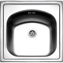Νεροχύτης ανοξείδωτος 44,5x44,5 από inox επιφάνεια: Λεία ματ χωρίς πάγκο ένθετος 1 γούρνα, χρώμα: Χρωμέ Ανοξείδωτοι