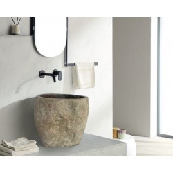 Washbasin Free standing 40x40x35 material: Stone Without hole Without overflow, color: Grey surface: Matt Free standing