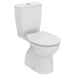 Floor standing close-coupled toilet & flushing cistern & toilet seat, style: Sandwich Simple Slim vertical outlet with rim 4,5/3 lt 66x36,5 surface: Glossy, color: White