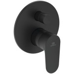 Μπαταρία ντουζιέρας εντοιχιζόμενη εξωτερικό μέρος 2 εξόδων αναμεικτική από ορείχαλκο με πλακέτα silk black, χρώμα: Μαύρο επιφάνεια: Ματ Εντοιχιζόμενες εξωτερικό μέρος