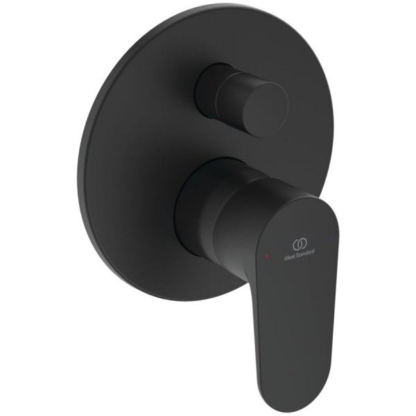 Μπαταρία ντουζιέρας εντοιχιζόμενη εξωτερικό μέρος 2 εξόδων αναμεικτική από ορείχαλκο με πλακέτα silk black, χρώμα: Μαύρο επιφάνεια: Ματ Εντοιχιζόμενες εξωτερικό μέρος