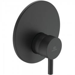 Μπαταρία ντουζιέρας εντοιχιζόμενη εξωτερικό μέρος 1 εξόδου αναμεικτική από ορείχαλκο με πλακέτα silk black, χρώμα: Μαύρο επιφάνεια: Ματ