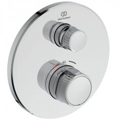 Shower tap Wall-mounted external part 1 way material: Brass thermostatic With plate without hand shower, hose and holder, color: Chrome surface: Glossy