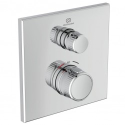 Shower tap Wall-mounted external part 1 way material: Brass thermostatic With plate without hand shower, hose and holder, color: Chrome surface: Glossy Wall-mounted - external part