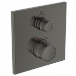 Shower tap Wall-mounted external part 1 way material: Brass thermostatic With plate without hand shower, hose and holder, color: Grey surface: Brushed Wall-mounted - external part Shower tap Wall-mounted external part 1 way material: Brass thermostatic With plate without hand shower, hose and holder, color: Grey surface: Brushed Wall-mounted - external part