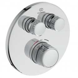 Shower tap Wall-mounted external part 2 way material: Brass thermostatic With plate with separate exits without hand shower, hose and holder, color: Chrome surface: Glossy