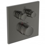 Shower tap Wall-mounted external part 2 way material: Brass thermostatic With plate with separate exits without hand shower, hose and holder, color: Grey surface: Brushed Wall-mounted - external part