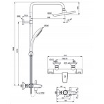Bathtub tap with showerpipe and overhead shower Wall-mounted material: Brass thermostatic, color: Chrome surface: Glossy Wall-mounted exposed with showerpipe and overhead shower Bathtub tap with showerpipe and overhead shower Wall-mounted material: Brass thermostatic, color: Chrome surface: Glossy Wall-mounted exposed with showerpipe and overhead shower