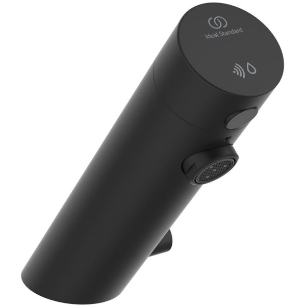 Μπαταρία νιπτήρος επικαθήμενη από ορείχαλκο ηλεκτρονική χωρίς βαλβίδα αναμεικτική, με μπαταρία, silk black, χρώμα: Μαύρο επιφάνεια: Ματ Επικαθήμενες