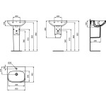 Washbasin Wall-mounted 50x44x15 no pedestal With 1 bowl With hole in the middle material: Porcelain, color: White surface: Glossy Wall-mounted Washbasin Wall-mounted 50x44x15 no pedestal With 1 bowl With hole in the middle material: Porcelain, color: White surface: Glossy Wall-mounted