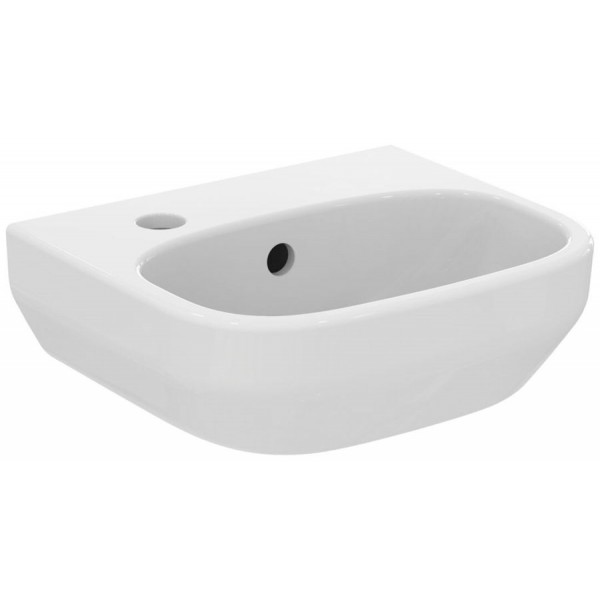 Washbasin Wall-mounted 35x30x11,5 no pedestal With 1 bowl With hole on the left material: Porcelain, color: White surface: Glossy Wall-mounted