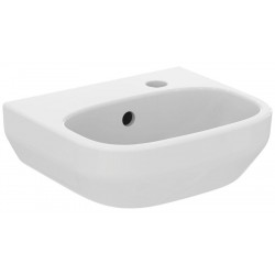 Washbasin Wall-mounted 35x30x11,5 With 1 bowl With hole on the right With overflow / no pedestal material: Porcelain, color: White surface: Glossy Wall-mounted