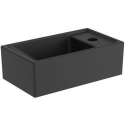 Washbasin Wall-mounted 37x21x11 silk black no pedestal With 1 bowl With hole on the right material: Porcelain, color: Black surface: Matt Wall-mounted