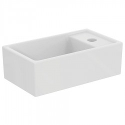 Washbasin Wall-mounted 37x21x11 silk white no pedestal With 1 bowl With hole on the right material: Porcelain, color: White surface: Matt Wall-mounted