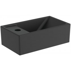 Washbasin Wall-mounted 37x21x11 silk black no pedestal With 1 bowl With hole on the left material: Porcelain, color: Black surface: Matt Wall-mounted