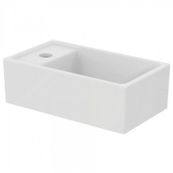 Washbasin Wall-mounted 37x21x11 silk white no pedestal With 1 bowl With hole on the left material: Porcelain, color: White surface: Matt Wall-mounted