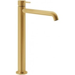 Wash basin tap Deck-mounted for free-standing washbasin material: Inox mixer With push-open waste set brushed gold PVD, color: Gold surface: Brushed