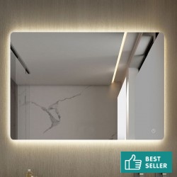 Καθρέπτης, σχήμα: Ορθογώνιο 100x70 από κρύσταλλο με φωτισμό ζεστό & ψυχρό Led