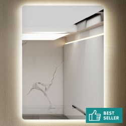 Καθρέπτης, σχήμα: Ορθογώνιο 50x70 από κρύσταλλο με φωτισμό ζεστό & ψυχρό Led