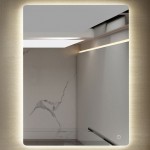 Καθρέπτης, σχήμα: Ορθογώνιο 60x80 από κρύσταλλο με φωτισμό ζεστό & ψυχρό Led Καθρέπτες μπάνιου