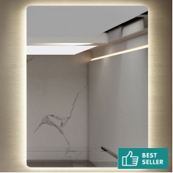 Καθρέπτης, σχήμα: Ορθογώνιο 60x80 από κρύσταλλο με φωτισμό ζεστό & ψυχρό Led