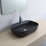 Νιπτήρας ελευθέρας τοποθέτησης 56x38x14 από πορσελάνη με μία οπή χωρίς υπερχείλιση Ardesia, χρώμα: Μαύρο επιφάνεια: Ματ Ελευθέρας τοποθέτησης