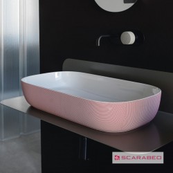 Νιπτήρας ελευθέρας τοποθέτησης 56x39x14 από πορσελάνη χωρίς οπή  χωρίς υπερχείλιση Pois Pink, χρώμα: Λευκό/Ροζ επιφάνεια: Γυαλιστερή Ελευθέρας τοποθέτησης