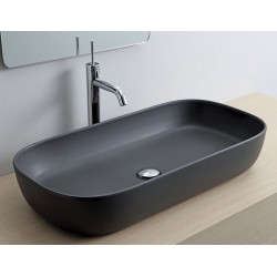 Νιπτήρας ελευθέρας τοποθέτησης 76x39x14 από πορσελάνη χωρίς οπή  χωρίς υπερχείλιση ardesia, χρώμα: Μαύρο επιφάνεια: Ματ