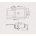 Sink Granite 100x51 left / right nested 1 bowl, color: Beige Granite
