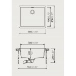 Sink Granite 50x40 free Undermount 1 bowl Nero, color: Black Granite
