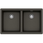 Sink Granite 75x45,6 free Undermount 2 cabinet asphalt, color: Dark Grey Granite