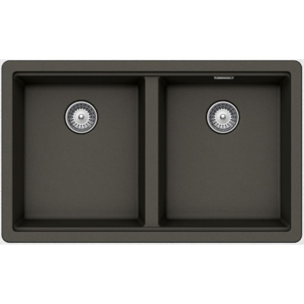 Sink Granite 75x45,6 free Undermount 2 cabinet asphalt, color: Dark Grey Granite