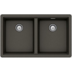 Νεροχύτης γρανιτένιος 75x45,6 χωρίς πάγκο υποκαθήμενος, 2 γούρνες (80x50cm) asphalt, χρώμα: Γκρι Σκούρο Γρανιτένιοι