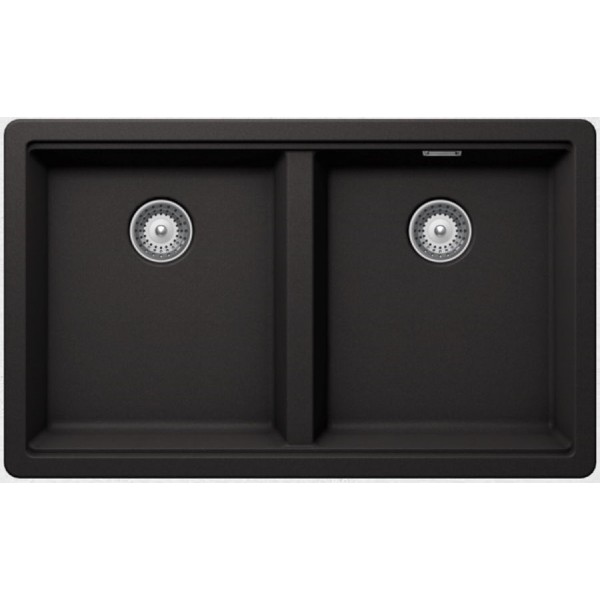 Sink Granite 75x45,6 free Undermount 2 cabinet nero, color: Black Granite