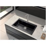 Sink Granite 79x50 free nested 1 bowl nero, color: Black Granite
