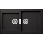 Νεροχύτης γρανιτένιος 86x50 χωρίς πάγκο ένθετος 1 ½ γούρνα nero, χρώμα: Μαύρο Γρανιτένιοι