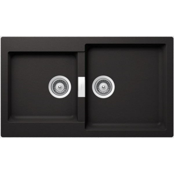 Νεροχύτης γρανιτένιος 86x50 χωρίς πάγκο ένθετος 1 ½ γούρνα nero, χρώμα: Μαύρο Γρανιτένιοι