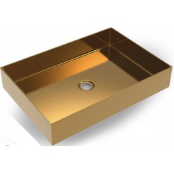 Washbasin Free standing 55x38x10 material: Inox With one hole Without overflow brushed gold PVD, color: Gold surface: Brushed